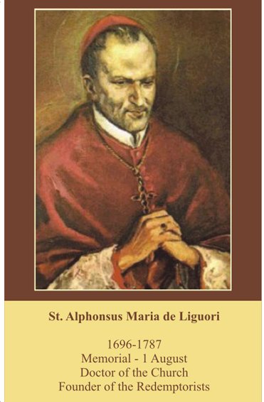 St. Alphonse Ligouri Prayer Card